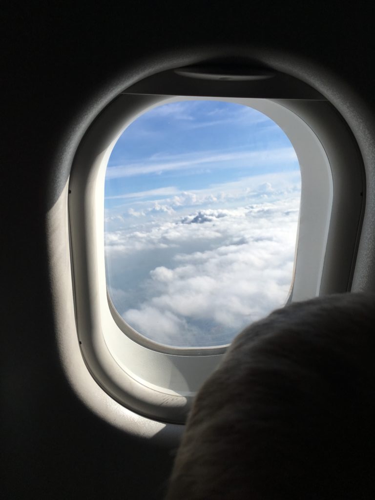 Ausblick aus dem Flugzeugfenster über München